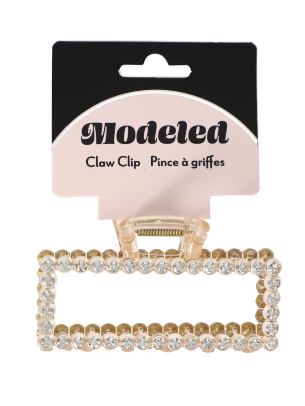 Modeled Gold Tone Metal Rhinestone Embellished Rectangular Large Hair Claw Clip